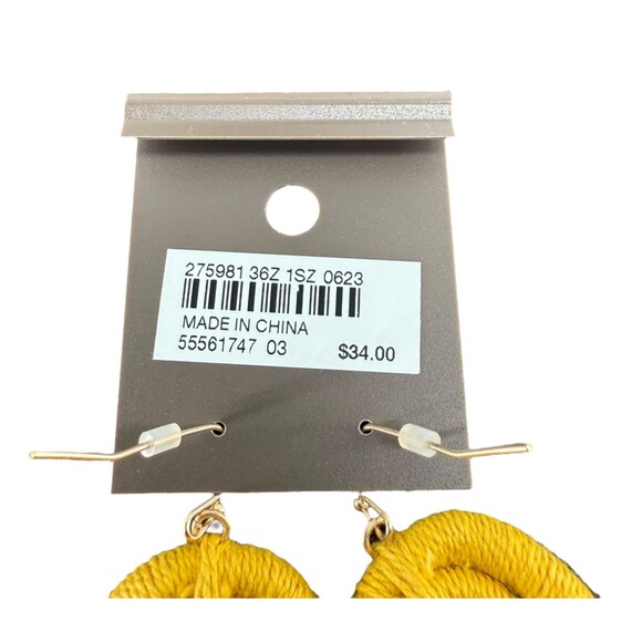 J. Jill Cotton Macramé Tassel Earrings Yellow Fringe Boho Statement Dangle Drop - Picture 8 of 13